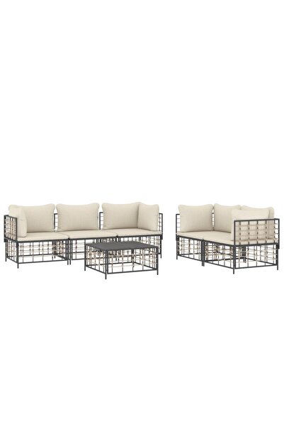 Concept Σετ ξαπλώστρας κήπου 6 τεμαχίων με μαξιλάρια, ανθρακί, πολυρατάν