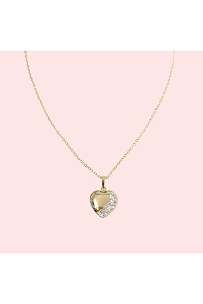 Güler Yüzlü Silver Xuping 15 mm Stone Heart Necklace 40+5 cm Gold