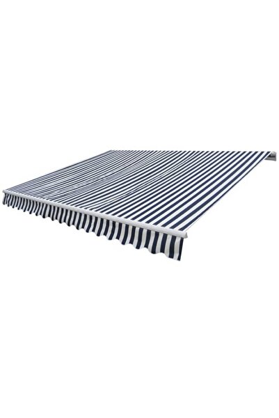 Concept Copertină pliabilă cu acționare manuală, 300 cm, albastru/alb