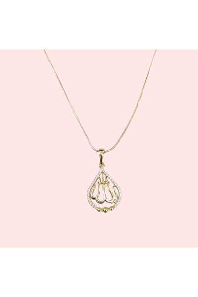 Güler Yüzlü Silver Xuping 2 cm Drop Model Allah Lafzi Necklace 50 cm Gold
