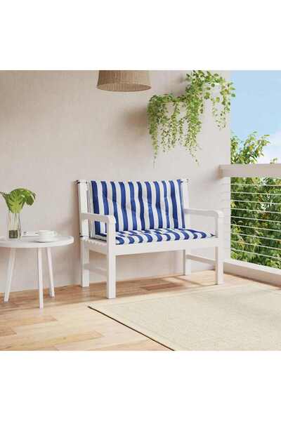 Concept Μαξιλάρια πάγκου κήπου, 2 τεμ., μπλε & λευκό, 100x50x7 cm, ύφασμα