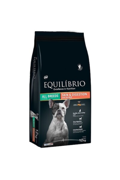 Equilibrio Hrană uscată pentru câini adulți, pentru piele și digestie, cu som...