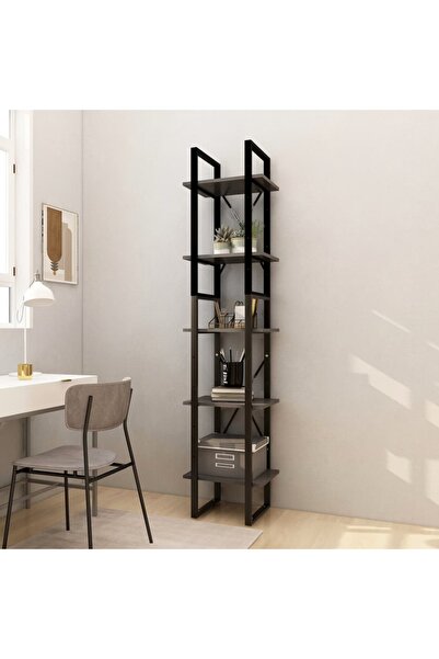 Concept Bibliotecă cu 5 rafturi, gri, 40x30x175 cm, lemn de pin