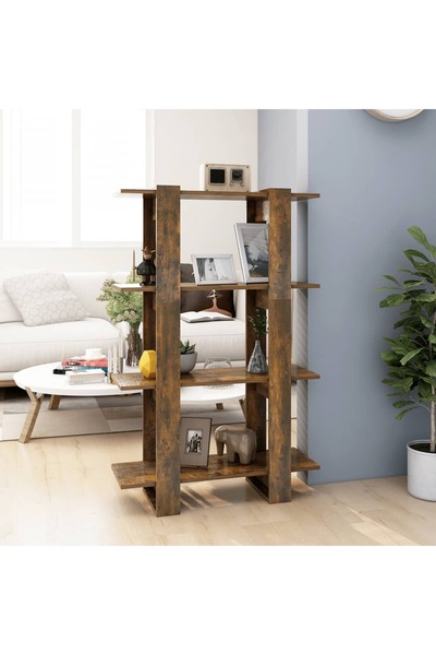 Concept Bibliotecă/Separator cameră, stejar afumat, 80x30x123,5 cm