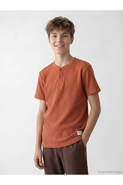 LC Waikiki Lcw Kids Khaki Polo Neck Boys T-Shirt