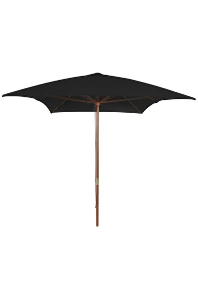 Concept Umbrelă de soare, exterior, stâlp lemn, negru, 200x300 cm