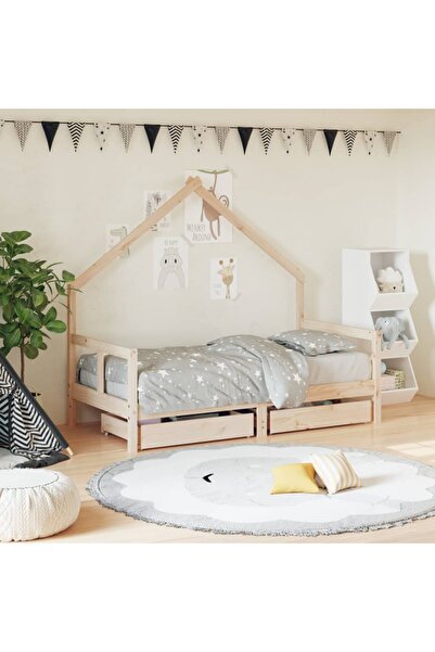 Concept Σκελετός παιδικού κρεβατιού με συρτάρια, 80x160 εκ., από μασίφ ξύλο π...