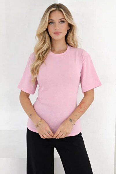 Cool & Sexy Tie-Dye Detailed Short Sleeve T-Shirt Pink