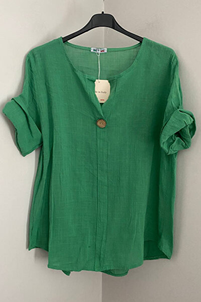 AYASOFYA OTANTIK Women's Italian Button Detailed 3/4 Sleeve Oversized Casual ...