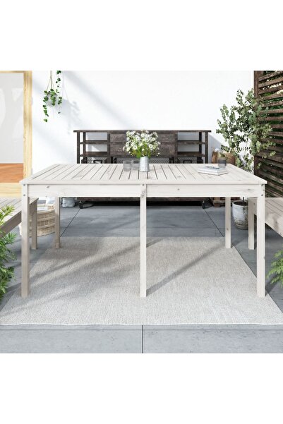 Concept Τραπέζι κήπου, λευκό, 159,5x82,5x76 cm, μασίφ ξύλο πεύκου