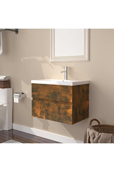 Concept Dulap chiuvetă bazin încorporat stejar fumuriu lemn prelucrat