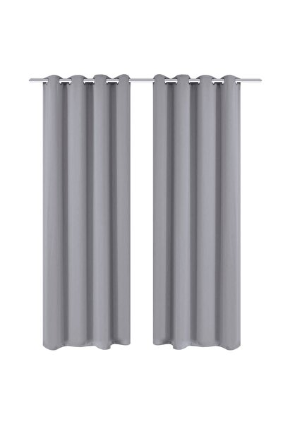 Concept Κουρτίνες συσκότισης με μεταλλικούς κρίκους, 2 τεμ., γκρι, 135 x 245 εκ.