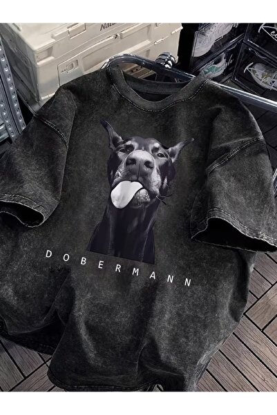 Toum تي شيرت فينتاج دوبرمان كبير الحجم قابل للغسل