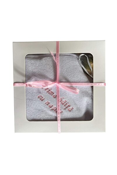 Your Baby Store Embroidered towel - pink “First bath with the godparents”, wi...