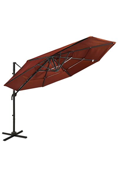 Concept Umbrelă de soare 4 niveluri, stâlp de aluminiu, cărămiziu 3x3 m