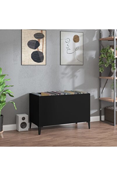 Concept Dulap pentru discuri, negru, 74,5x38x48 cm, lemn prelucrat