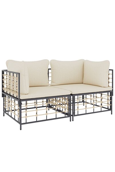 Concept Canapele modulare cu perne, colțar, 2 buc., poliratan