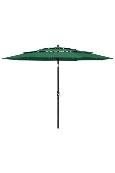 Concept Umbrelă de soare 3 niveluri, stâlp de aluminiu, verde, 3 m