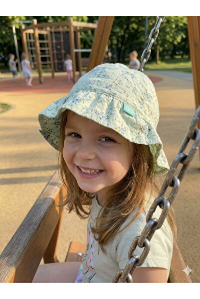 PIECE SIGNATURE 100% قطن ، قبعة دلو بنمط مقرمش للبنات (مقاس 52) (العمر 4-8 سن...