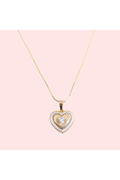 Güler Yüzlü Silver Xuping 2 cm Heart Necklace 45 cm Rose