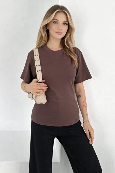 Cool & Sexy Tricou cu mânecă scurtă și detaliu de legare, maro