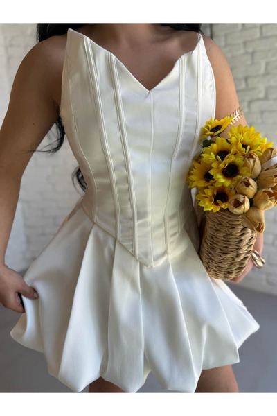 moneta boutique Women's Designer Top Corset and Balloon Skirt Two-Piece Set