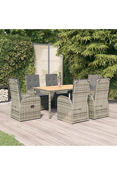 Concept Set mobilier de grădină cu perne, 7 piese, gri, poliratan