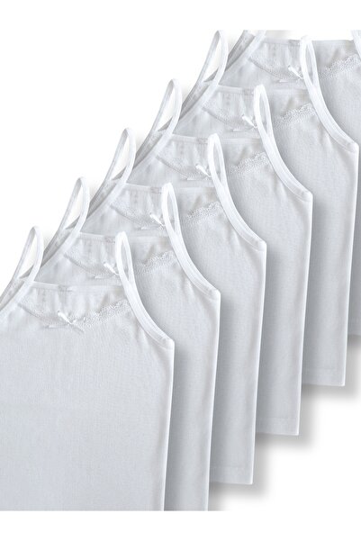 Panfilia 100% Cotton Girls' Spaghetti Strap F Corded Fabric Undershirt 6-Piec...