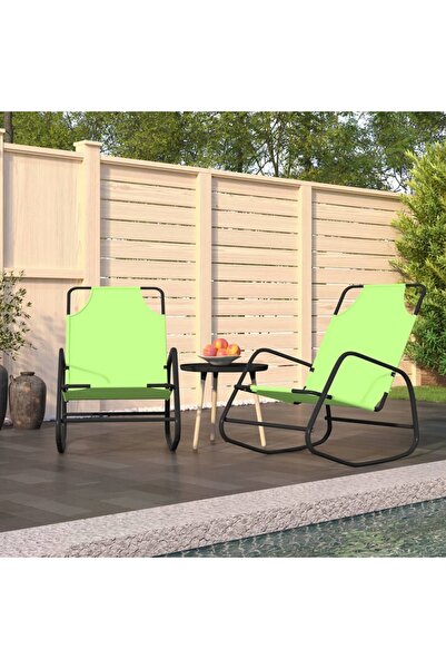 Concept Șezlonguri balansoare, 2 buc., verde, oțel și textilenă
