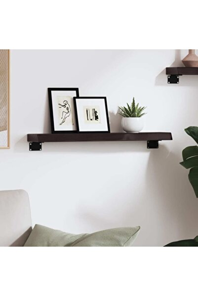 Concept Raft de perete gri închis 60x10x4 cm lemn masiv stejar tratat