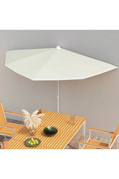 Concept Ομπρέλα κήπου με στύλο, άμμου, 180x90 εκ., ημικυκλική