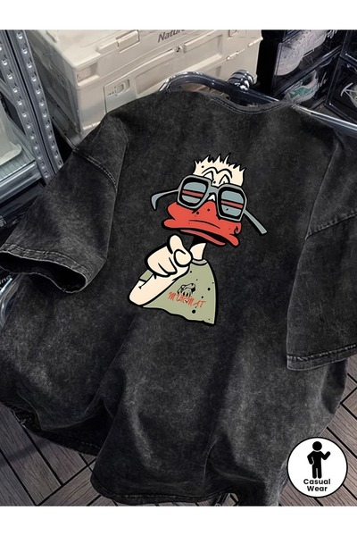 Toum تي شيرت فينتاج داك أوفر سايز قابل للغسل