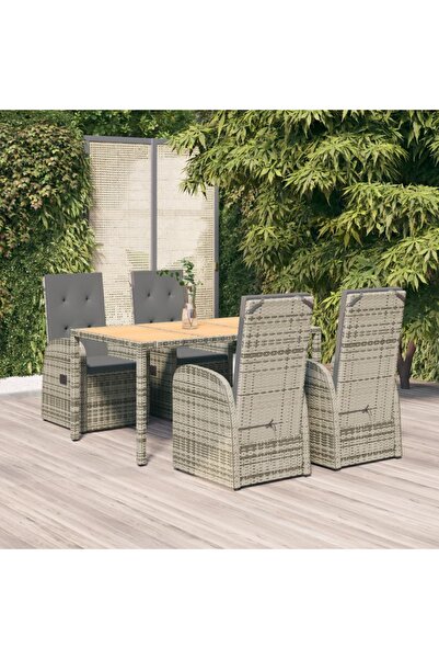 Concept Σετ επίπλων κήπου 5 τεμαχίων με μαξιλάρια, γκρι, πολυρατάν