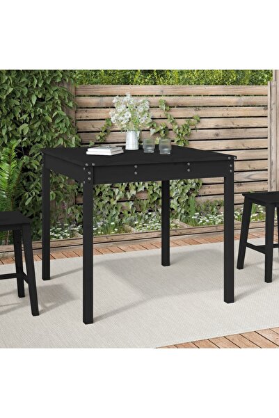 Concept Τραπέζι κήπου, μαύρο, 82,5x82,5x76 cm, μασίφ ξύλο πεύκου