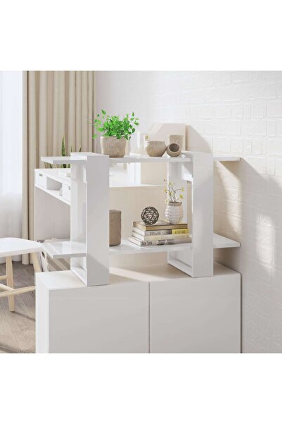 Concept Bibliotecă/Separator cameră, alb extralucios, 80x30x51 cm