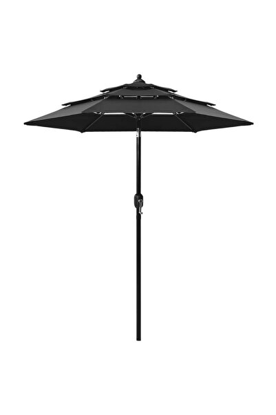 Concept Ομπρέλα ηλίου 3 επιπέδων, αλουμινένιος στύλος, μαύρο, 2 μ.