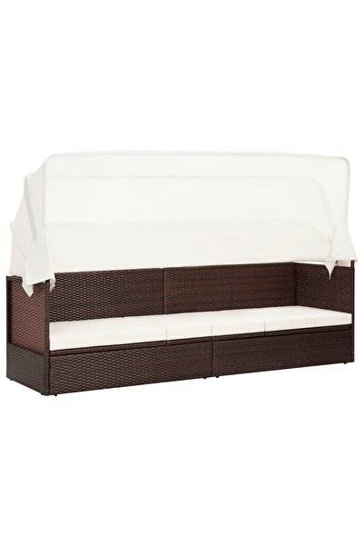 Concept Canapea de grădină cu copertină, maro, poliratan
