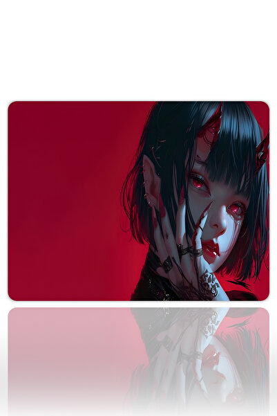 urzuva Devil Girl Gaming Oyuncu XXL Mouse Pad Kaydırmaz Dikişli Mousepad 40x3...