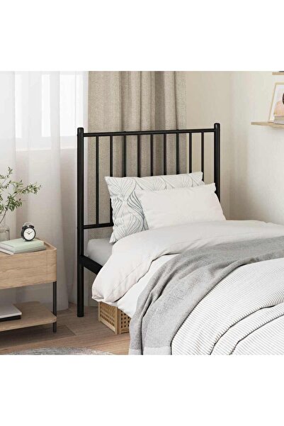 Concept Tăblie de pat metalică, negru, 79,5x3x90 cm
