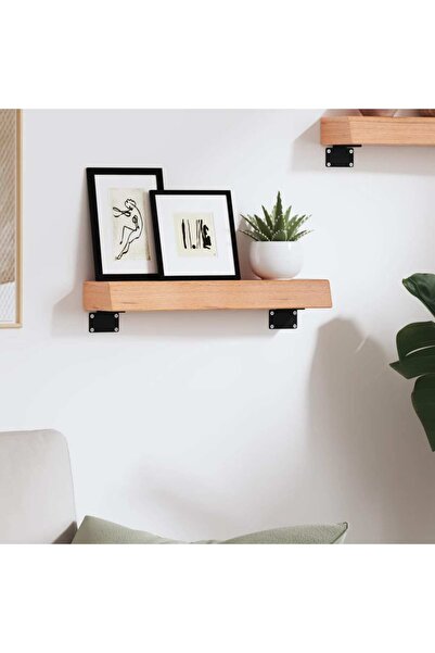 Concept Ανοιχτό καφέ ράφι τοίχου 40x10x6 εκ. από μασίφ επεξεργασμένο ξύλο βελ...