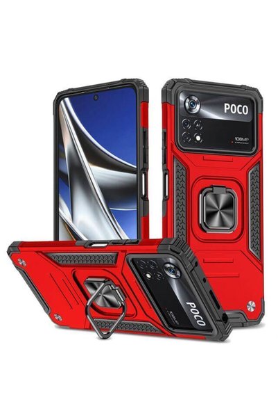 OEM Θήκη Armor Ringstand Κόκκινη για Xiaomi Poco M4 Pro 4G
