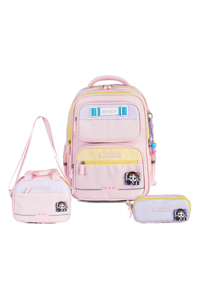 nacar çarşı Relaxion 1814 Pink Girls' 3-Piece Primary School Set O Bag & Larg...