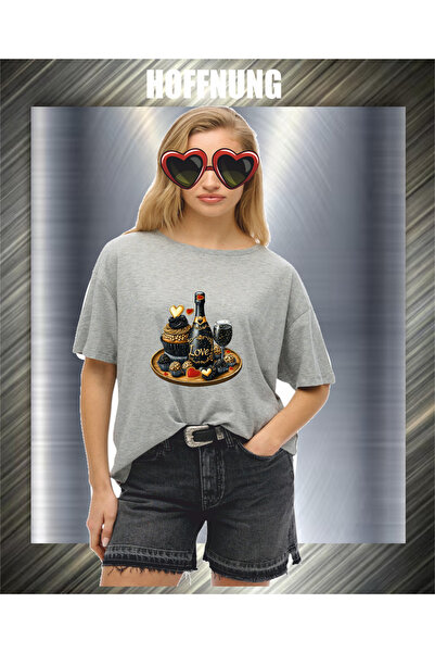 HOFFNUNG Unisex Short Sleeve Round Neck Black Drinks Printed Solid Color Tshirt