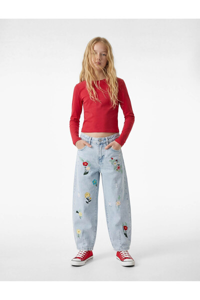 Koton 26YY59003209 Pantaloni de blugi pentru fete, culoare indigo deschis 6SK...