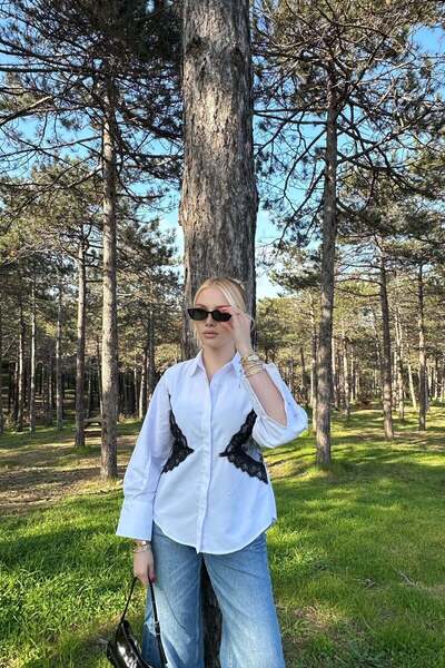 lizge giyim İki̇ Yani Da Lace Etay Shirt