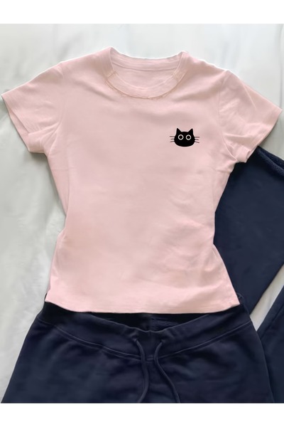 Toum Belt Boy Cute Cat Cropped Blouse