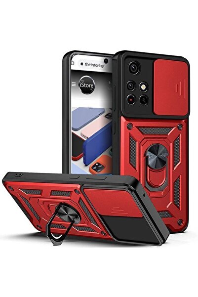 OEM Combo Kickstand Slide Camera Case Red Xiaomi Redmi Note 11s 5G