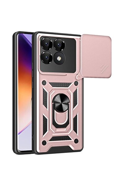 Orso Θήκη Combo με Στήριγμα, Συρόμενη Κάμερα, Ροζ Χρυσό Poco F6 Pro 5G