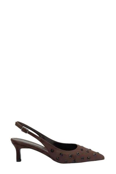Moulin Shoes حذاء نسائي بني جلد سويدي بكعب قصير ومقدمة مدببة ومفتوح من الخلف ...