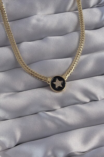 cleovibe قلادة سيريناي من النحاس الذهبي اللون مع مرصّع بالأحجار نجوم من الزرك...